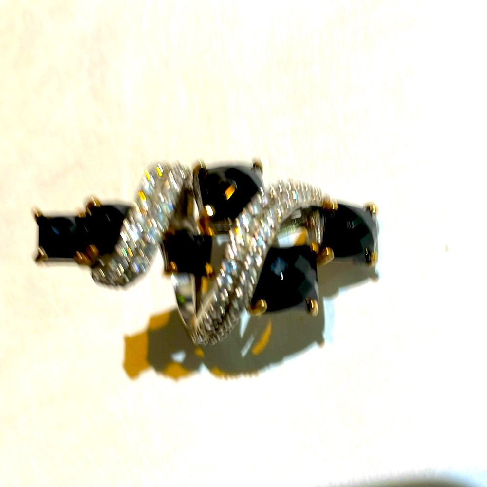 Vintage silver and black gem statement ring - Picture 5 of 5